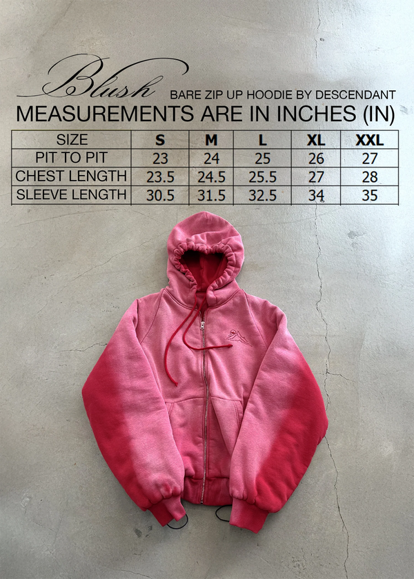 "BLUSH" BARE ZIP UP HOODIE