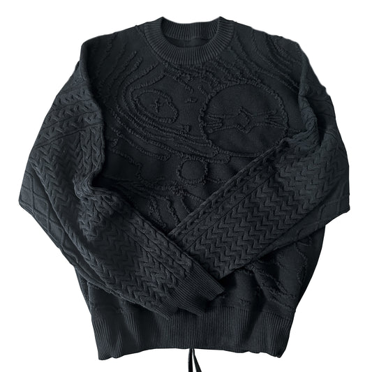 TERRAIN CABLE KNIT SWEATER IN BLACK